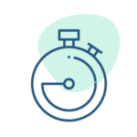 Icon of a stopwatch, representing time management, speed, or efficiency.