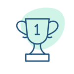 Award trophy with number one symbol representing achievement, excellence, or top performance.